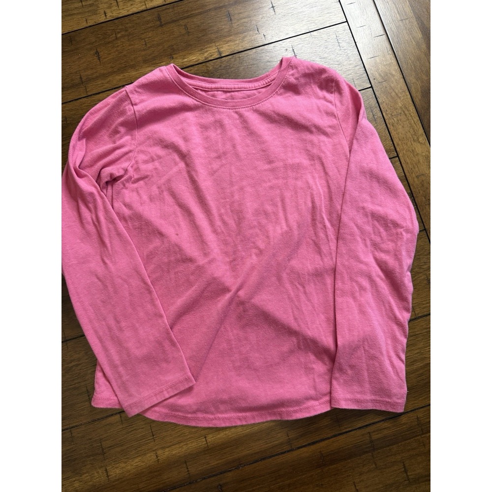 Girl's Wondernation top size M 7/8 solid bright pink  long‎ sleeves